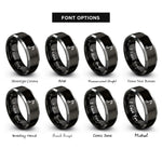 font options for inside engraving on black & gray sixteenth notes rings
