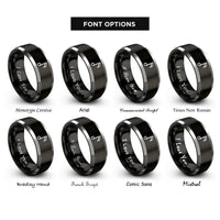 font options for inside engraving on black & gray sixteenth notes rings