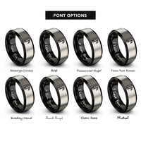 font options for inside engraving on black & grey sixteenth notes rings
