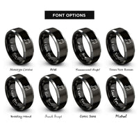 font options for inside engraving on black & grey sixteenth notes rings
