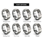 font options for inside engraving on silver sixteenth notes rings