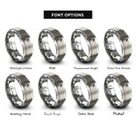 font options for inside engraving on grey sixteenth notes rings