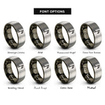 font options for inside engraving on gunmetal & grey sixteenth notes rings