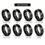 font options for inside engraving on black & silver sixteenth rest circle rings