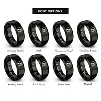 font options for inside engraving on black sixteenth rest circle rings