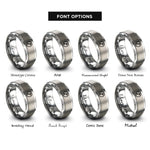 font options for inside engraving on silver sixteenth rest circle rings