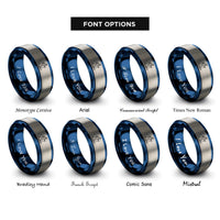 font options for inside engraving on blue & gray skate skier rings