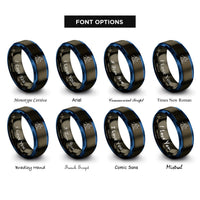 font options for inside engraving on gunmetal & blue skate skier rings