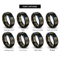 font options for inside engraving on gunmetal & blue skate skier rings