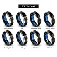 font options for inside engraving on black & blue & silver skate trucks wrench rings