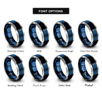 font options for inside engraving on blue & grey skateboard deck rings