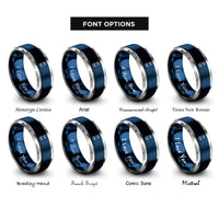 font options for inside engraving on blue & grey skateboard deck rings