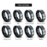 font options for inside engraving on black & blue & silver skateboard grind rings
