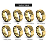 font options for inside engraving on black & gold skeleton couple rings