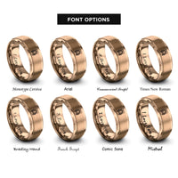 font options for inside engraving on rose gold skeleton couple rings