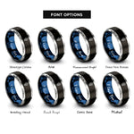 font options for inside engraving on black & blue & silver skeleton hand rings