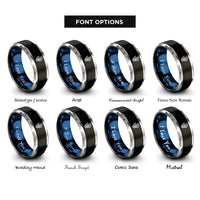 font options for inside engraving on black & blue & grey skeleton hand rings
