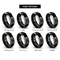 font options for inside engraving on black & silver skeleton hand rings