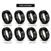 font options for inside engraving on black skeleton hand rings