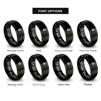 font options for inside engraving on black skeleton hand rings