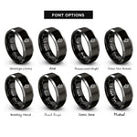 font options for inside engraving on black & gray skeleton hand skull rings
