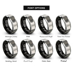 font options for inside engraving on black & gray skeleton hand skull rings