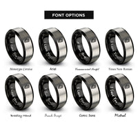 font options for inside engraving on black & grey skeleton hand skull rings