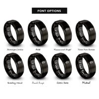 font options for inside engraving on black skeleton hand skull rings