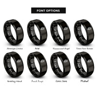 font options for inside engraving on black skeleton hand skull rings
