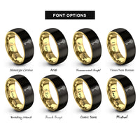 font options for inside engraving on black & gold skeleton key gear rings