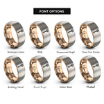 font options for inside engraving on rose gold & grey skeleton key rings