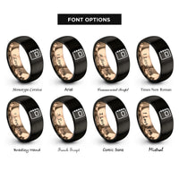 font options for inside engraving on black & rose gold sketchbook rings