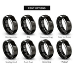 font options for inside engraving on black & silver skewer rings