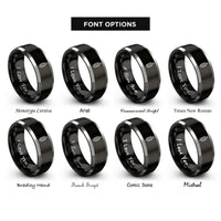 font options for inside engraving on black & grey skewers kebab rings