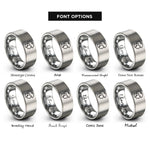 font options for inside engraving on grey ski helmet rings