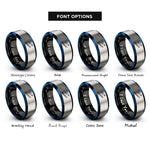 font options for inside engraving on black & blue & silver ski jumper flight rings
