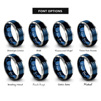 font options for inside engraving on blue & grey ski jumper flight rings