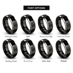 font options for inside engraving on black & gray ski lift rings