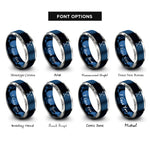 font options for inside engraving on blue & grey ski poles crossed rings