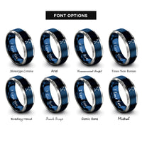 font options for inside engraving on blue & grey ski poles crossed rings