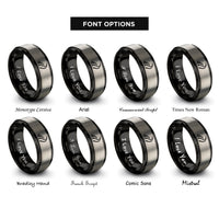font options for inside engraving on black & grey skid marks rings