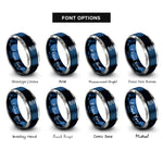font options for inside engraving on blue & silver skid marks rings