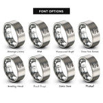 font options for inside engraving on grey skid marks rings