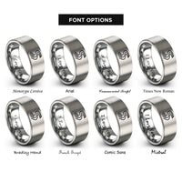 font options for inside engraving on grey skid marks rings
