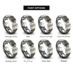 font options for inside engraving on silver skid marks rings