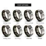 font options for inside engraving on gunmetal & grey skid marks rings