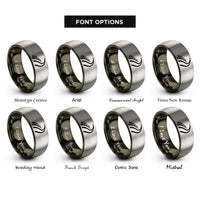 font options for inside engraving on gunmetal & grey skid marks rings