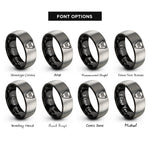 font options for inside engraving on black & grey skid plate rings