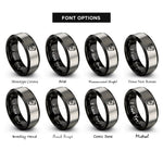 font options for inside engraving on black & silver skid plate rings