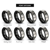 font options for inside engraving on black & silver skid plate rings